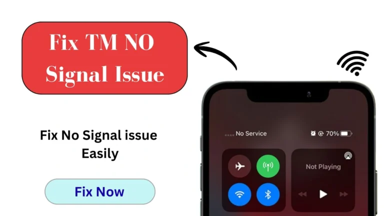 Fix TM SIM NO Signal Issue text with phone showing “No Service” and a “Fix Now” button.
