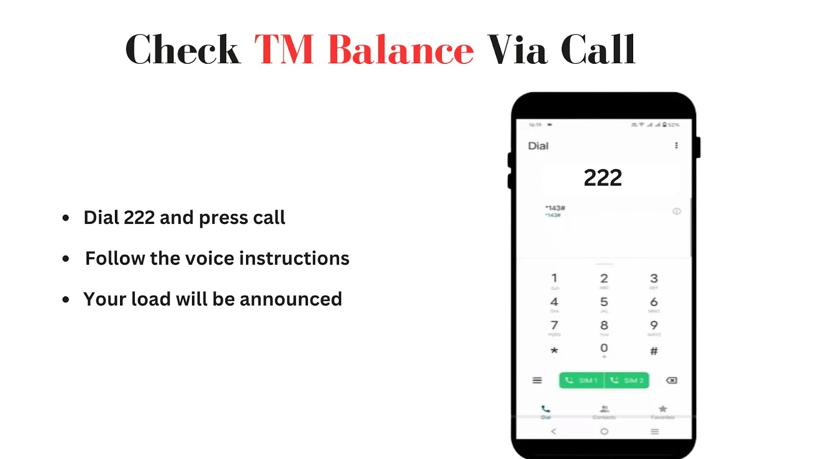 Check TM Load & Data Balance - TM Balance Inquiry 3 TM Balance Inquiry via SMS showing steps to open SMS app, type BAL, send to 8080, and view balance on smartphone.
