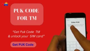 TM SIM PUK code image with a Get PUK Code button and a phone screen showing Enter PUK to unlock a SIM card.