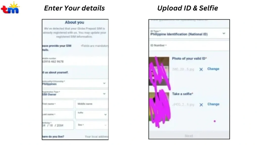 Complete TM SIM registration form and upload a clear photo of your valid ID.